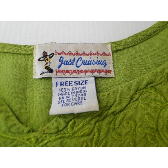 Just Cruising Womens Flutter Sleeve Boho Top Green Tie Dye Free Size - Picture 8 of 9